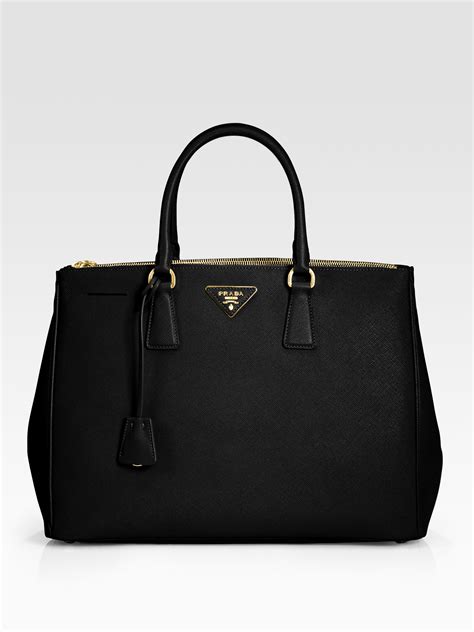 prada tote galleria double zip large saffiano leather nero black